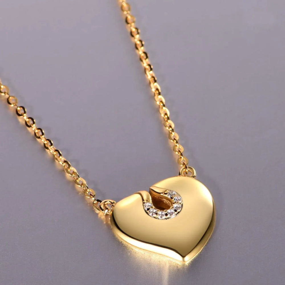 Serene Éclat Heart Pendant Moissanite Necklace in 18K Gold Plated 925 Sterling Silver - Small Chain - Love Jewelry by Blissfully Brand