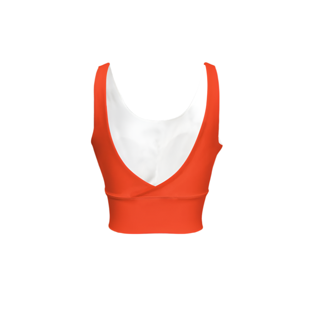 Serena Orange Eco Groove Longline V-Shape-Back Sports Bra