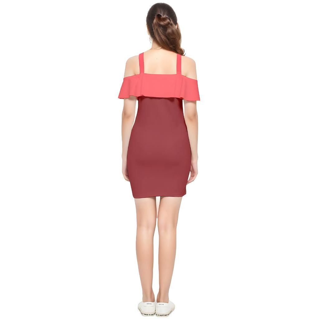 Citra Color Block Reversible Strap Off Shoulder Bodycon Dress - Blissfully Brand