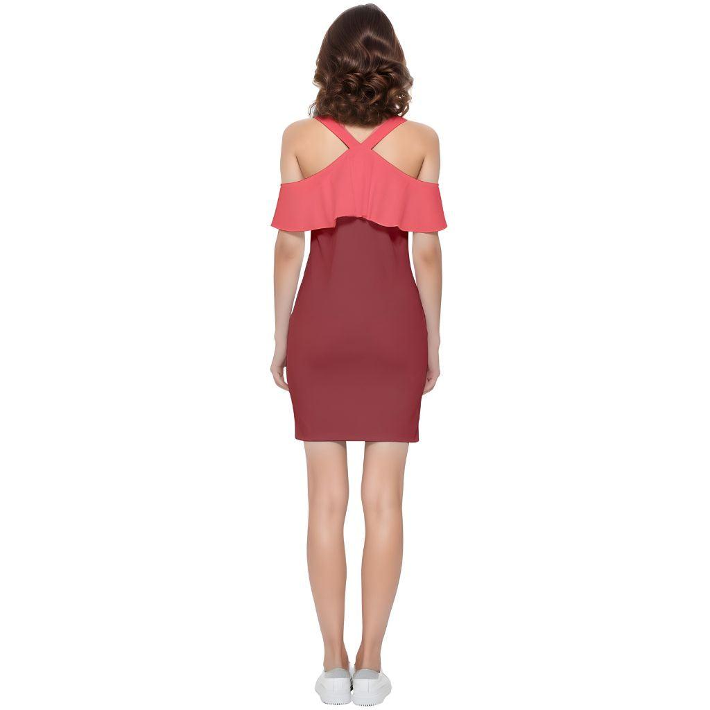 Citra Color Block Reversible Strap Off Shoulder Bodycon Dress - Blissfully Brand