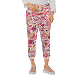 Perl Women's pink and white pencil pants with an abstract geometric print Slim fit Vibrant Mosaic Blissfully Brand