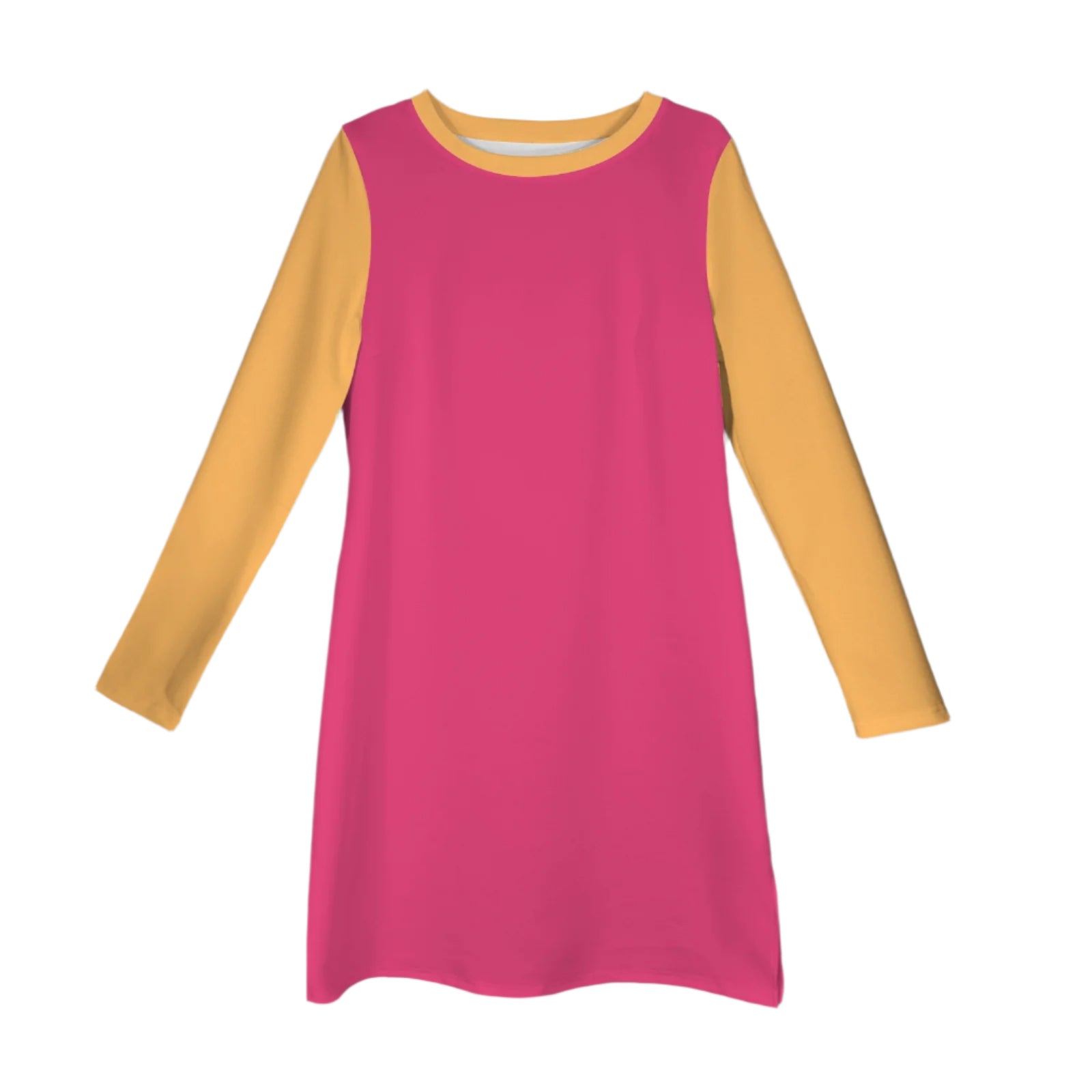 Palai Spacer Long Sleeve Dress (Yellow Orange & Cerise Red)