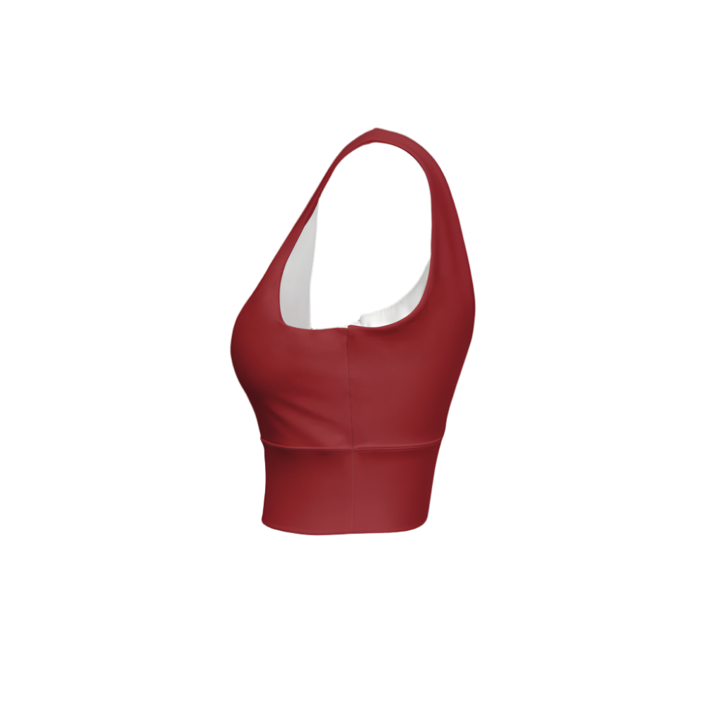 Serena Red Eco Groove Longline V-Shape-Back Sports Bra