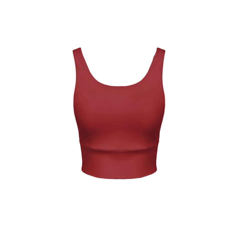 Serena Red Eco Groove Longline V-Shape-Back Sports Bra