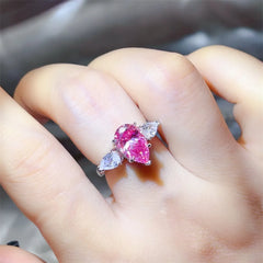 Seraphina Blush Pink 2 Carat Moissanite Ring - 925 Sterling Silver with Zircon Accents - ChromaB by Blissfully Brand
