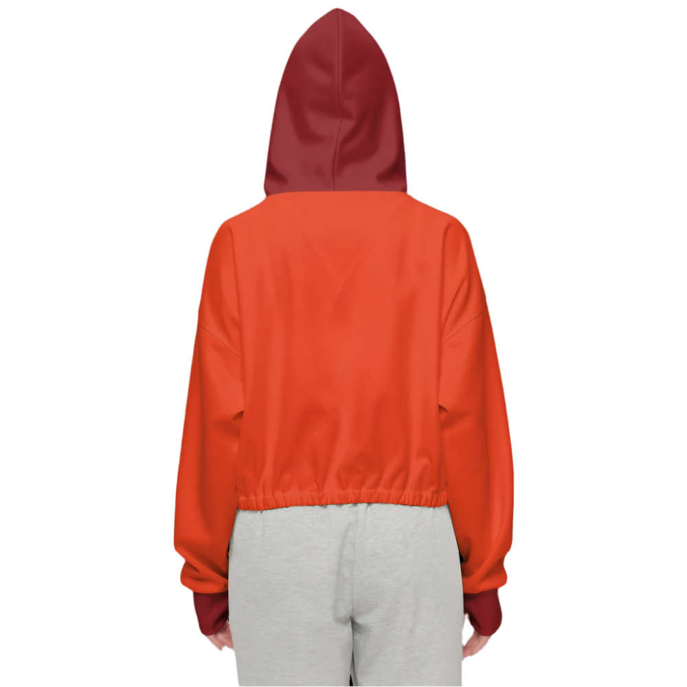 Serena Orange Cropped Full-Zip Eco Groove Hoodie