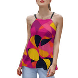 Trendy geometric halter Camisole Chic streetwear top Adjustable Neck  Colorful Sleeveless Back Keyhole Statement summer Bold Vibrant Retro Eye-catching Airline Series Blissfully Brand