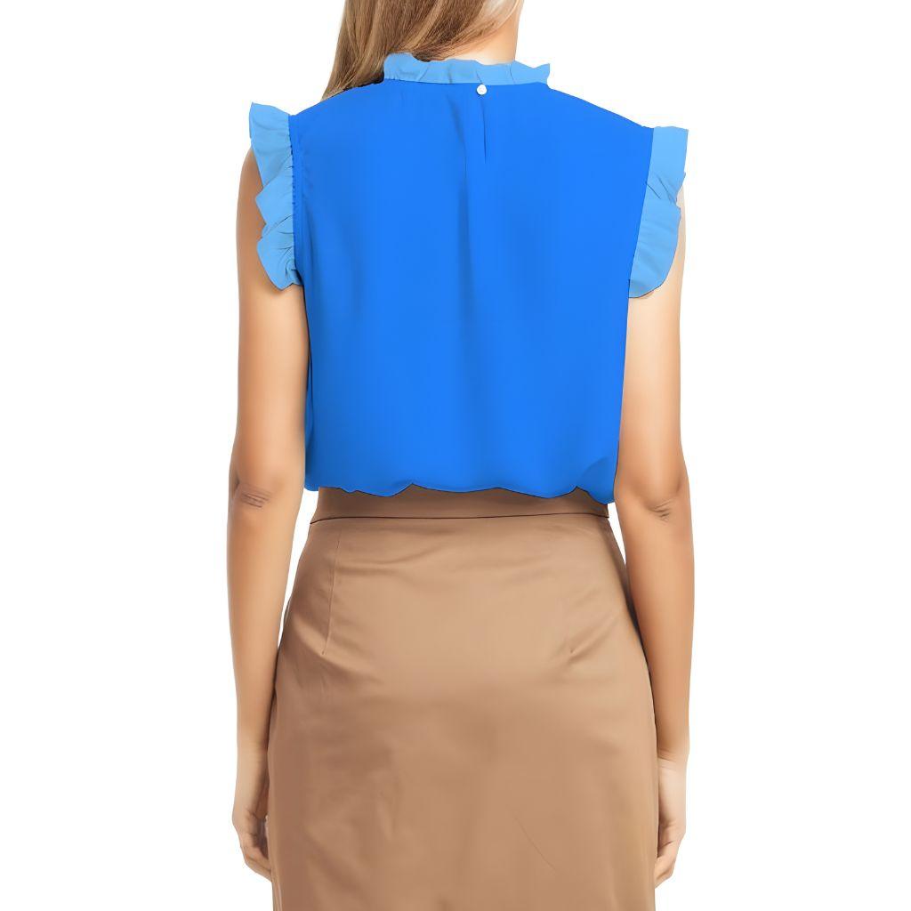 Ima Blue Ruffle Cap Sleeve Top - Blissfully Brand