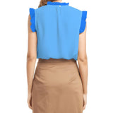 Ima Light Blue Ruffle Cap Sleeve Top - Blissfully Brand