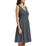 Jana Green Sleeveless V-neck Skater Pocket Dress - Blissfully Brand