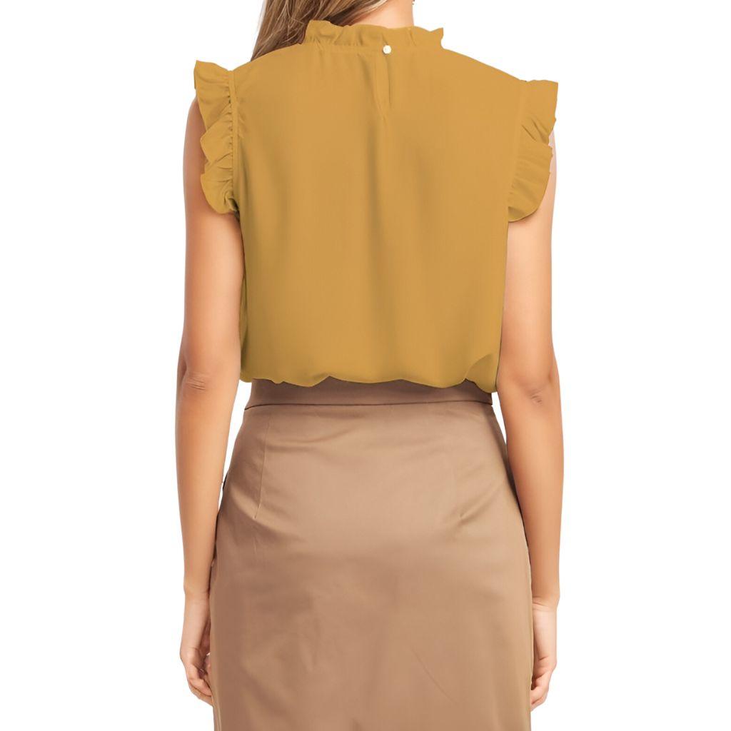 Jana Yellow Ruffle Cap Sleeve Top - Blissfully Brand