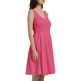 Keki Pink Sleeveless V-neck Skater Pocket Dress - Blissfully Brand