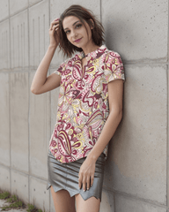 Piki Short Sleeve Button Collar Top