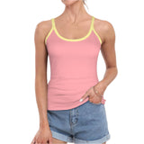 Piki Low Scoop Neck Cami Top - Pink with contrast yellow trim. Coordinate Solid - Blissfully Brand