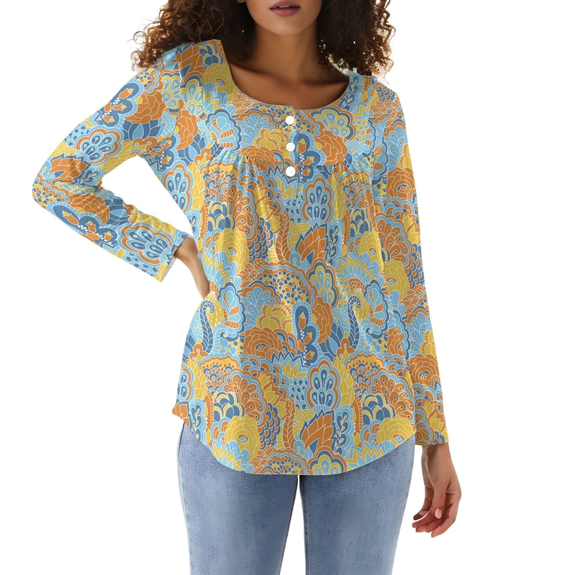 Pinsa Babydoll Long Sleeve Top - Blissfully Brand