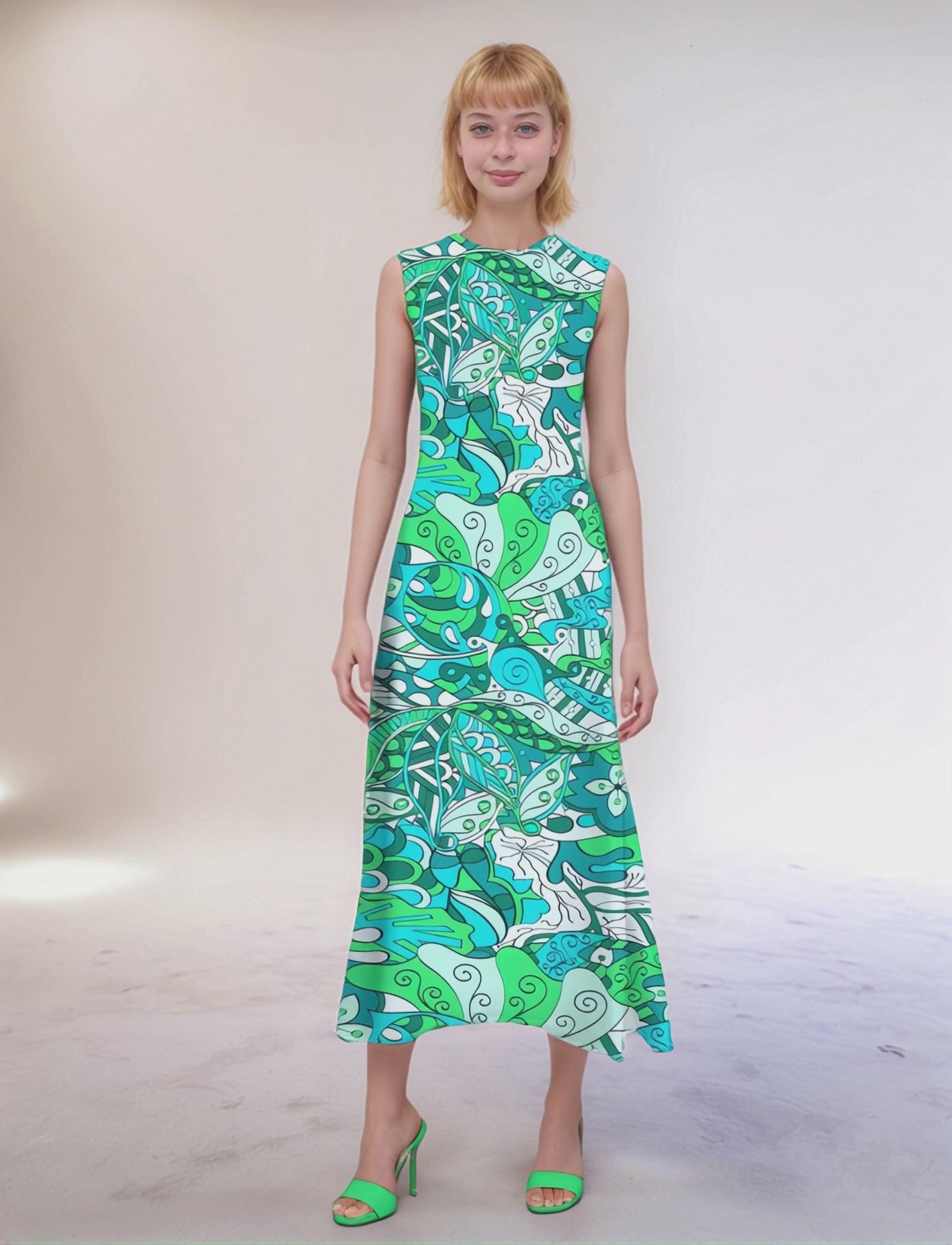 Umibe Sleeveless High Neck Maxi Dress