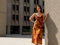 Renai Midi Crepe Strap V-neck Dress