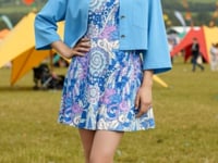 Imi Blue Cropped Cotton Mid-Sleeve Bolero Jacket