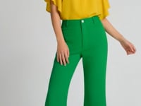 Green High Waist Cropped Flare Pants - Core Essentials