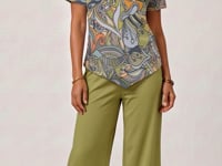 Jana Handkerchief-Hem Top & Cropped Wide-Leg Pant Set