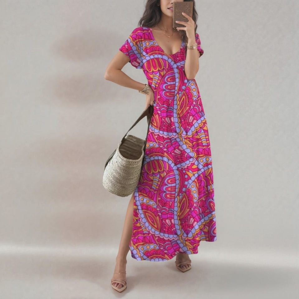Palai V-neck Long Short Sleeve Summer Dress