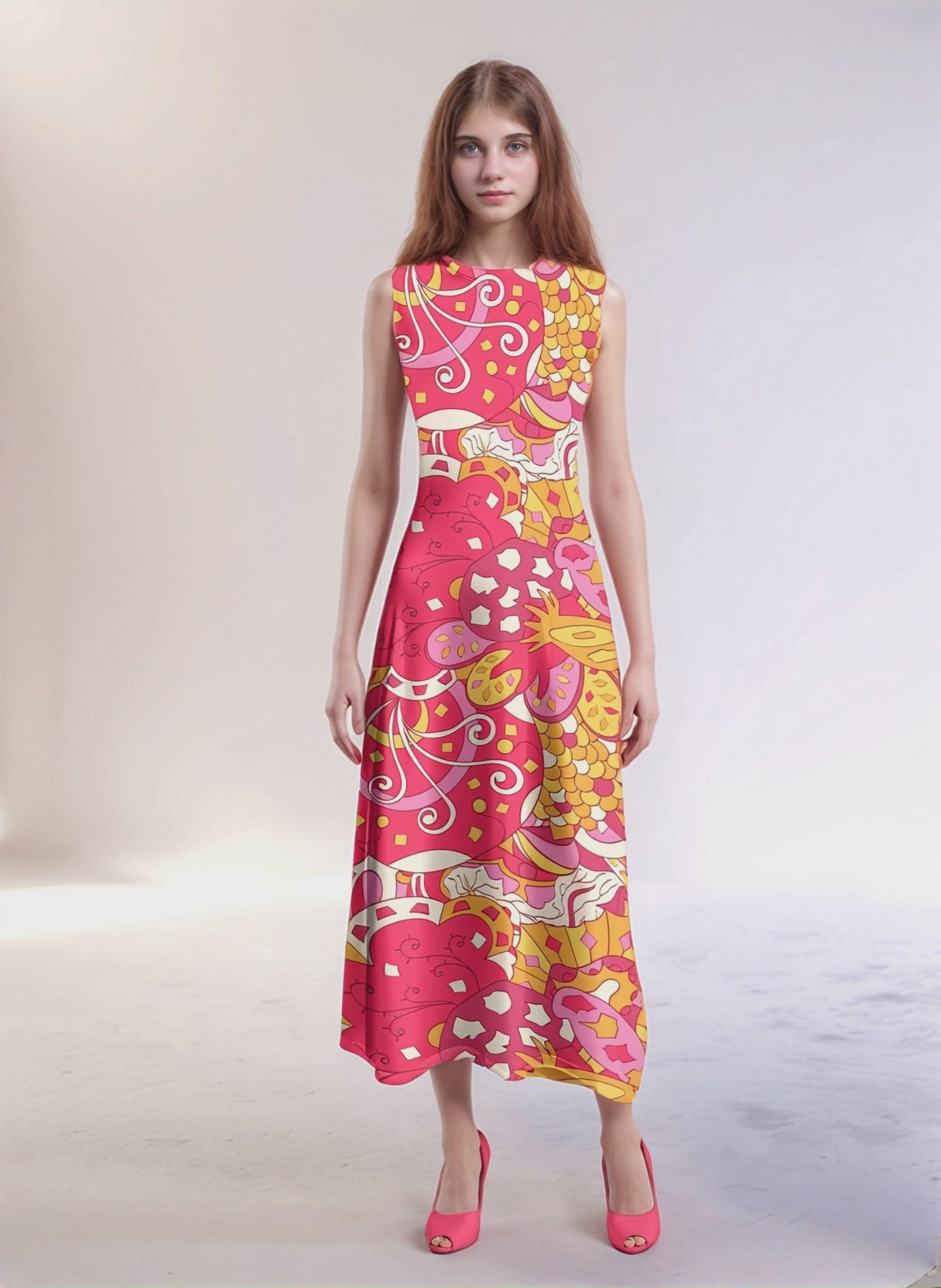 Decora Sleeveless High Neck Maxi Dress