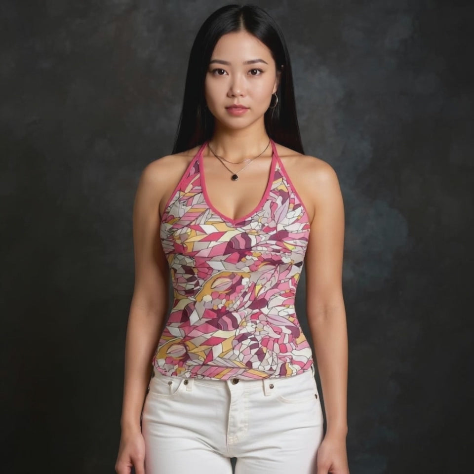 Perl Halter V-neck Cami Top
