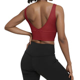 Serena Red Eco Groove Longline V-Shape-Back Sports Bra