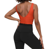 Serena Orange Eco Groove Longline V-Shape-Back Sports Bra