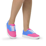 Sechia Hot Pink & Light Blue Color Block Lace Up Canvas Sneakers Breathable Summer Playful Bold Vibrant Athleisure Sports Gym Walking Active Solid Coordinate