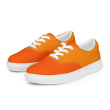 Mandra Orange Color Block Lace Up Canvas Sneakers Two Tone Vibrant Bold Bright Breathable Solid Gym Workout Yoga Sports Casual Women's 