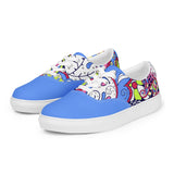 Sechia Pattern Mix Women's Canvas Sneakers - Abstract Paisley Solid Retro Chic Bold Vibrant Casual Hip Funky Psychedelic Flower Power Blue Pink