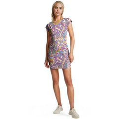 Yume Mini Tunic T-shirt Dress - Jersey & Velour - Abstract All Over Print - Retro - Psychedelic - Boho - Bold - Vibrant - Violet - Handmade in England - Blissfully Brand