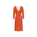 Flight 239 - Orange 3/4 Sleeve Wrap Dress - Airline Series - Blissfully Brand