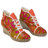 Mina Wedge Jute Espadrilles - Kaleidoscope Print in Orange - Toddy Yellow - Red