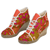 Mina Wedge Jute Espadrilles - Kaleidoscope Print in Pink Red Orange & Green