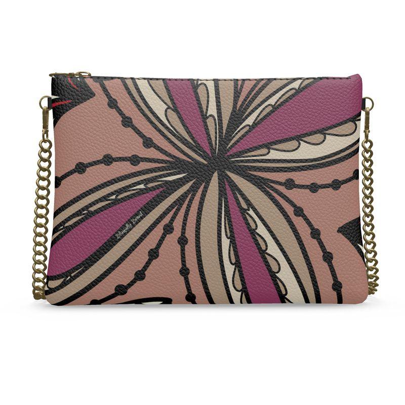Unia Chain Crossbody Leather Zip Bag - Abstract Floral 