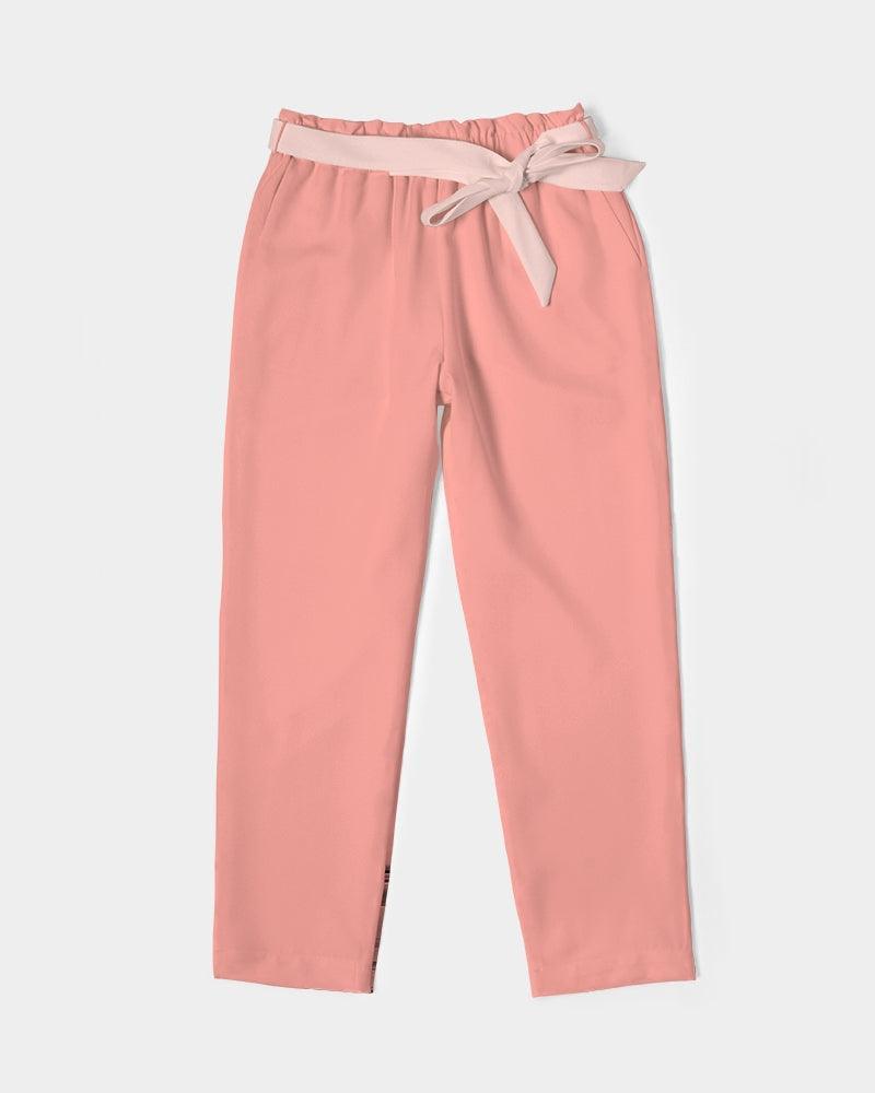 Citra Pink Belted Tapered Pants - Smooth Chiffon
