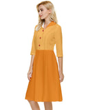 Ame 3/4 sleeve Color Block Midi Shirt Dress - Blissfully Brand
