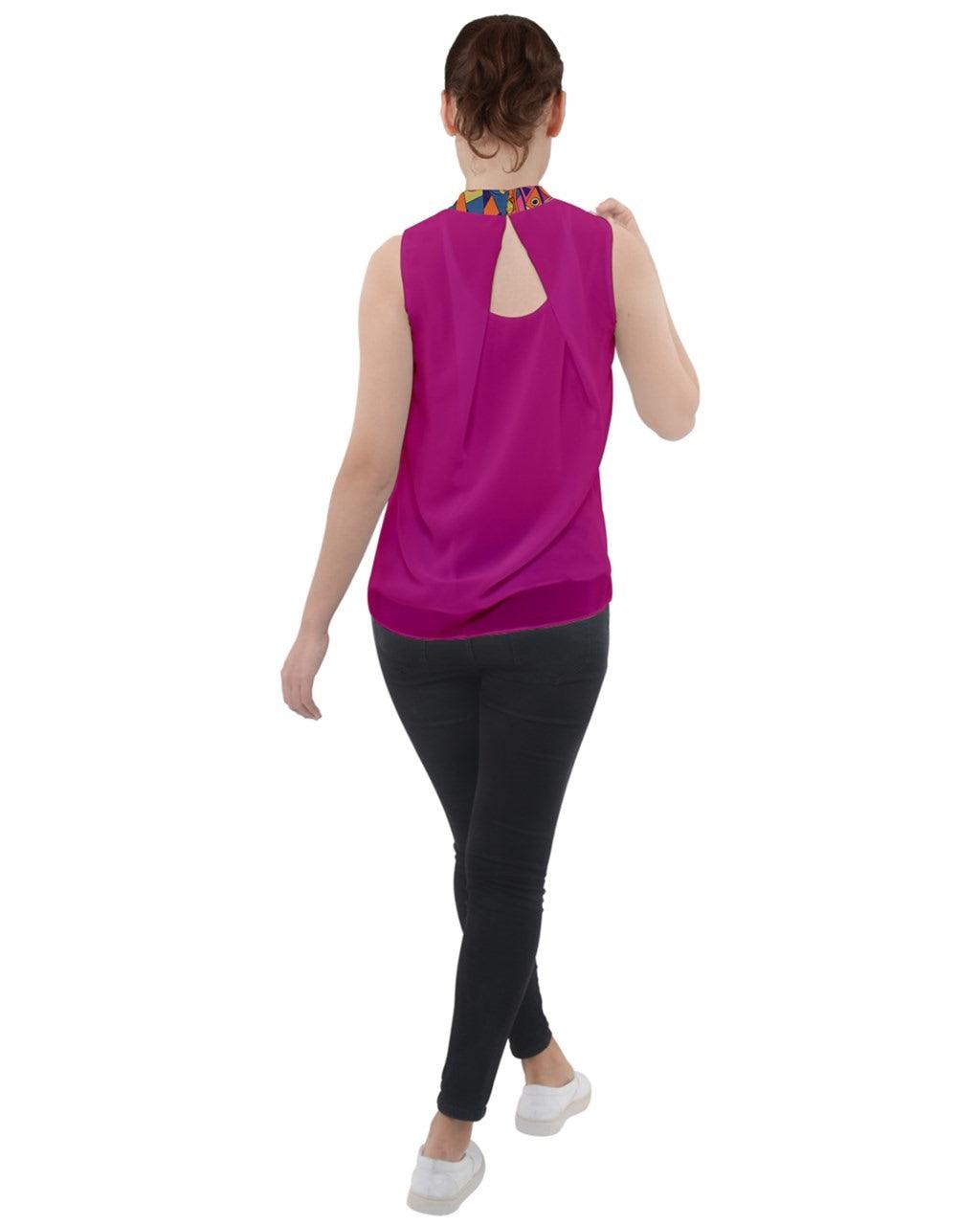 Lina Sleeveless Red Violet Mock Top - Blissfully Brand