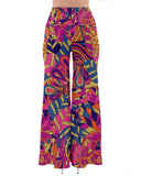 Lina High Waisted Palazzo Pants - Kaleidoscope Psychedelic Retro Pink Abstract Geo Print 