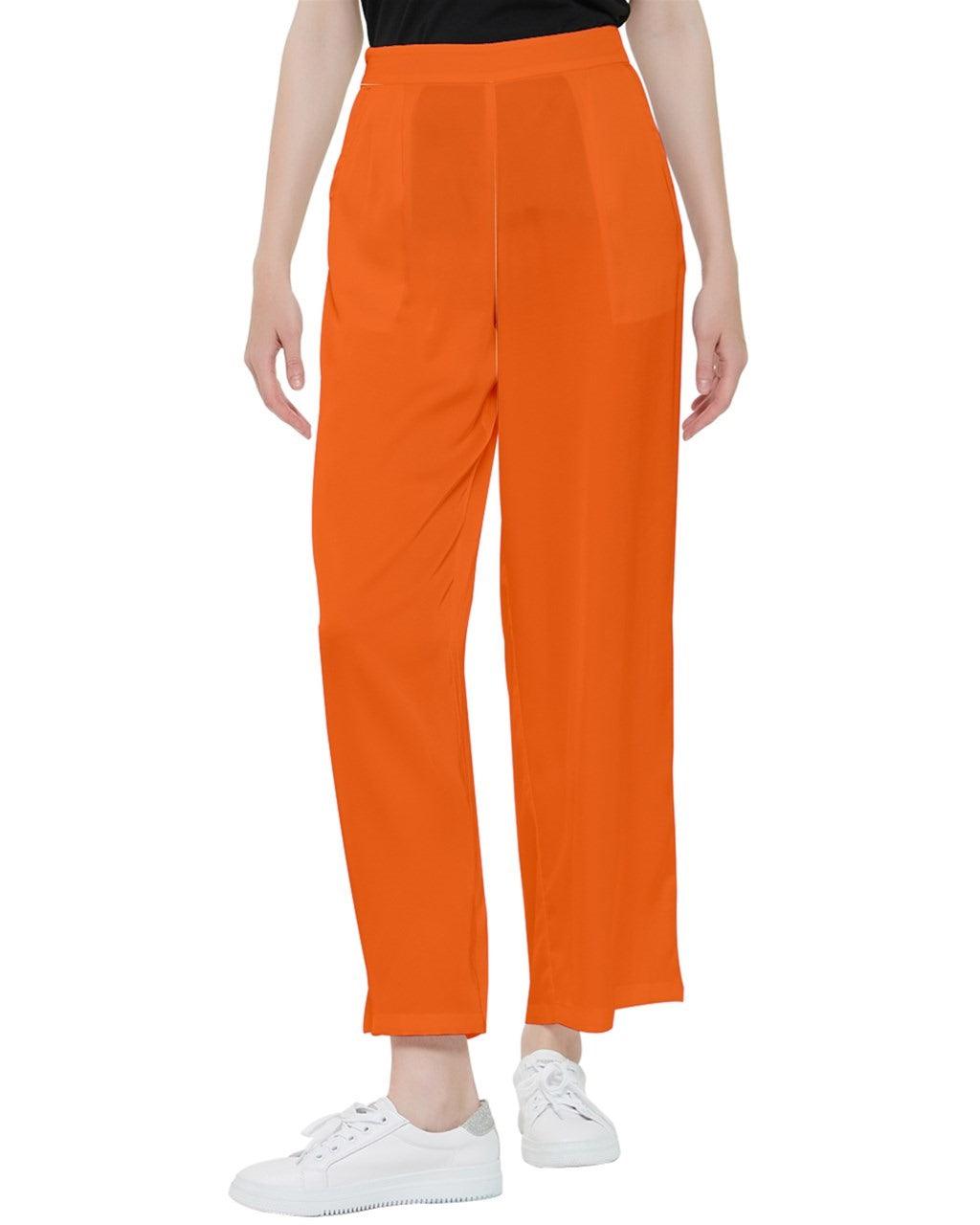 Mandra Orange Women's Bootcut Mid-Rise Pants Trousers - Plus Size