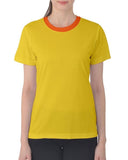 Mandra Yellow Cotton Spandex Women's Crew Neck Tee - T-shirt - Plus Size