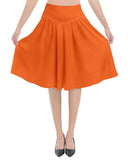 Mandra Orange Bold & Vibrant High Waist Flared Midi Skirt Plus Size