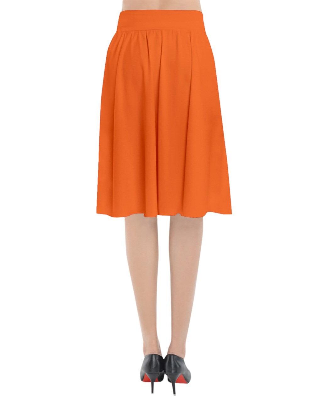 Mandra Orange Flared Midi Skirt - Blissfully Brand