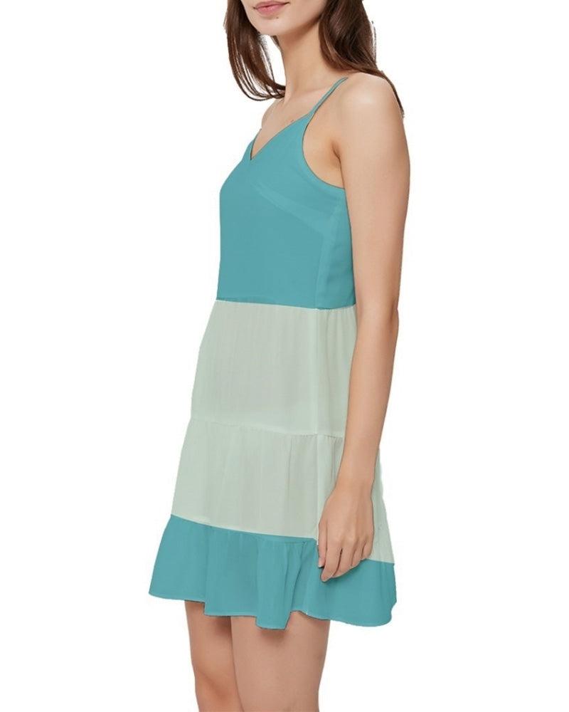 Masu Mini Frill Dress - Blue / Green - Blissfully Brand