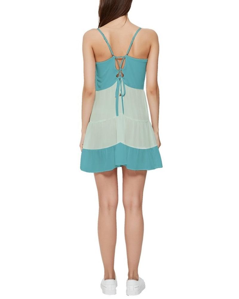 Masu Mini Frill Dress - Blue / Green - Blissfully Brand