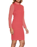 Citra Color Block Long Sleeve Bodycon Collar Dress - Blissfully Brand