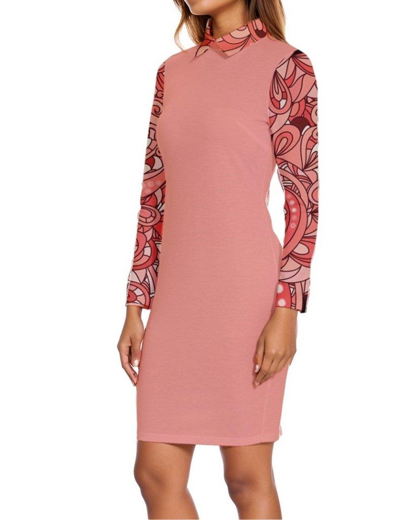 Citra Long Sleeve Bodycon Collar Dress - Blissfully Brand