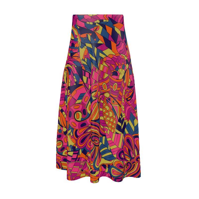 Lina Silk A-line Midi Skirt - Blissfully Brand